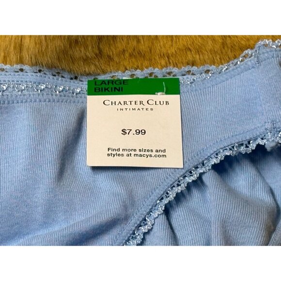 Charter Club Women's Everyday Cotton Bikini Underwear, Airy Blue, Size L, NWT - Picture 4 of 4